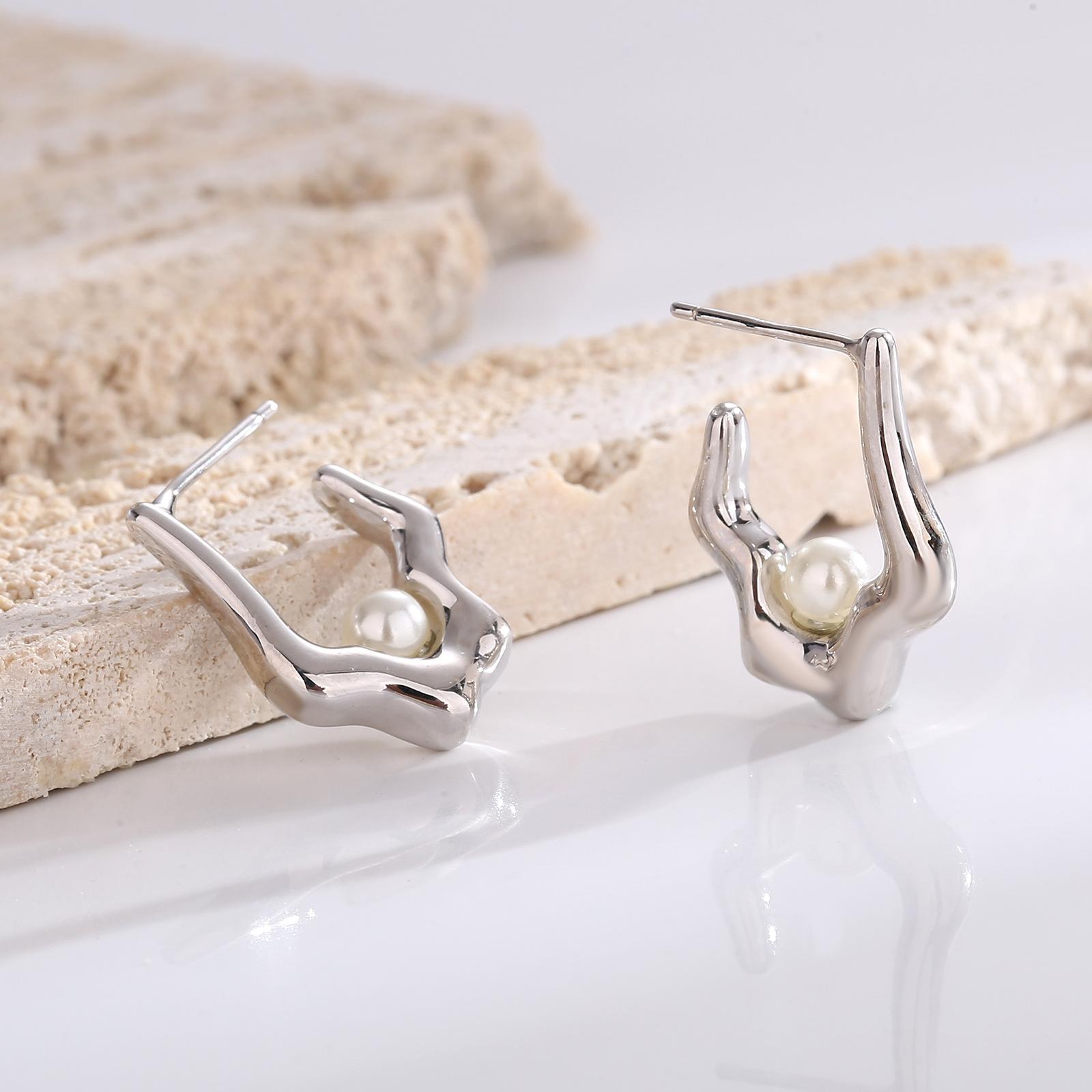 

Серьги с жемчугом лавы, высококачественные серебряные иглы 925 пробы, небольшие, свежие, элегантные и изысканные персонализированные серьги