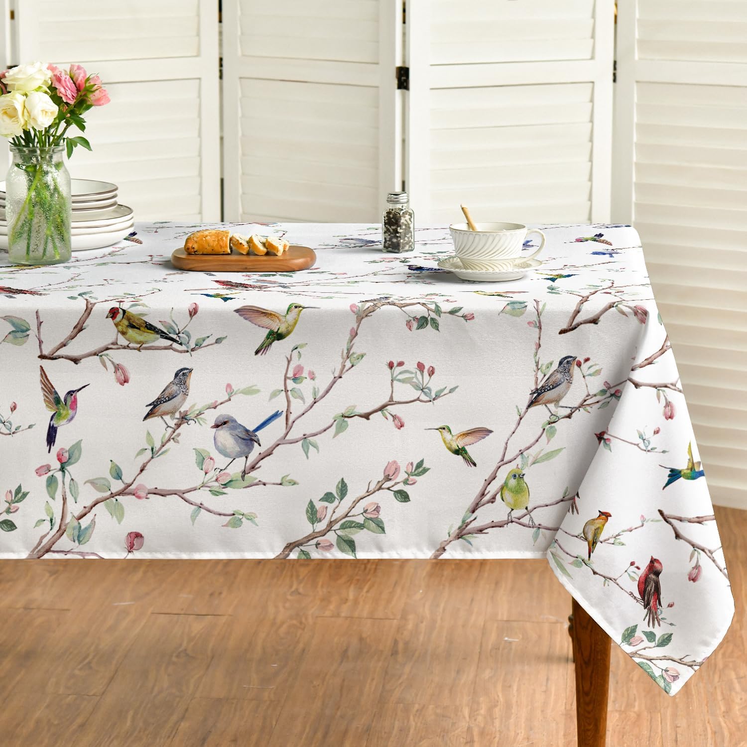 Lentevogels Tak Bloemen Rechthoekig Waterdicht Tafelkleed Tafeldecoratie Herbruikbaar Keuken Eettafelkleed Feestdecoratie 140x240cm