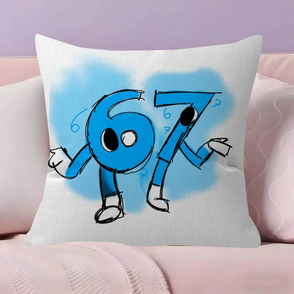Cartoon 67 Six Seven  Cushion Cover Pillow Cover Decor Pillowcase Printed Cushion Case for Couch