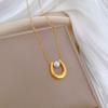U-Shaped Pearl Personalized Minimalist Wind Stove Real Gold Necklace Female Collarbone Chain