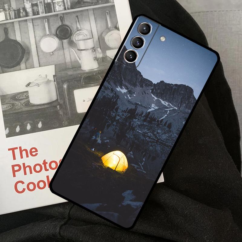 Camping Nature Mountain Phone Case For Samsung Galaxy S24 S22 S23 Ultra S20 S21 S24 FE S9 S10 Plus Note 10 20 Ultra