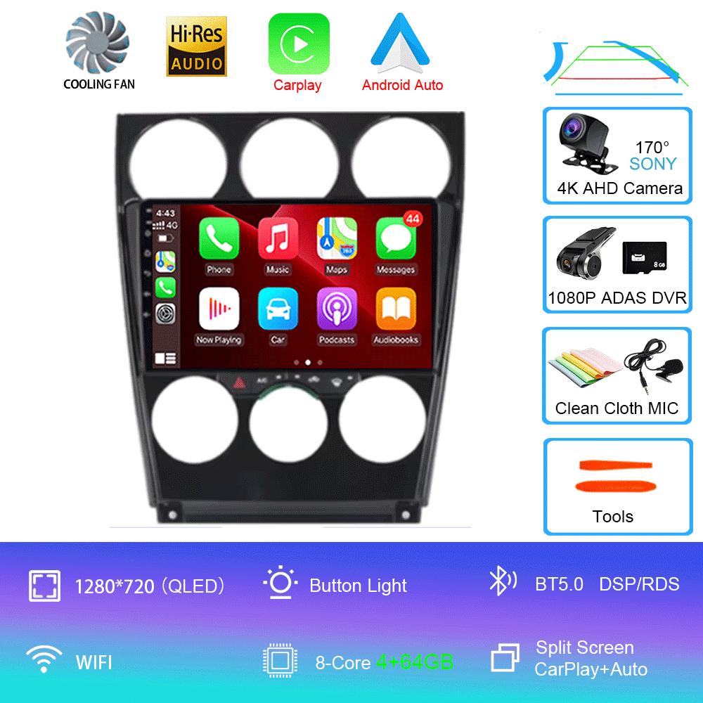 For Mazda 6 2002 2003 2004 2005 2006 2007 2008 Android 14 Car Player Navigation GPS Radio Multimedia Carplay 2Din 360 Camera RDS