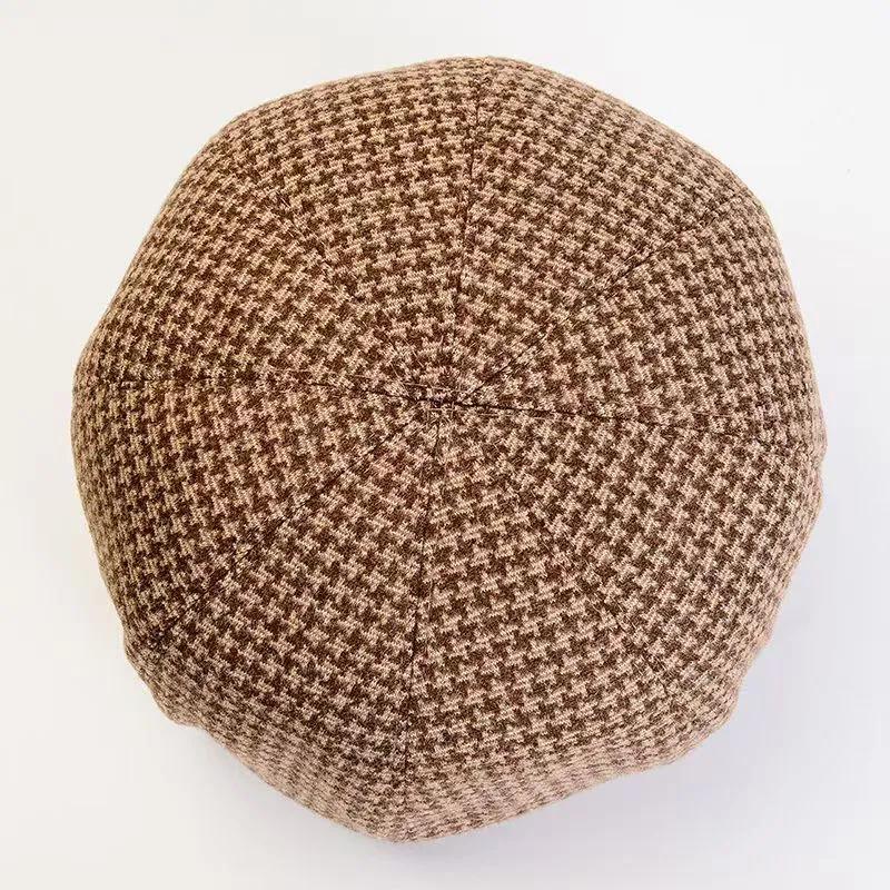 WTEMPO Wide-brimmed Solid Color Plaid Printed Hats Women Autumn Winter Bowknot Retro Vintage Cold-proof Windproof Hats