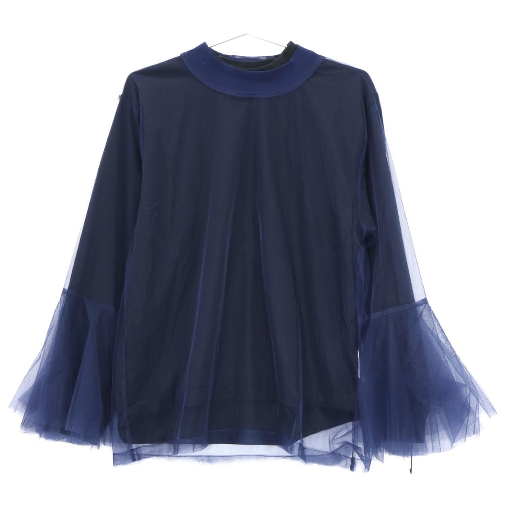 Chika Kisada [UNITED ARROWS Exclusive] 23AW Navy Cut and Sewn Tulle Long Sleeve T-Shirt tops F Navy / BlackUsed