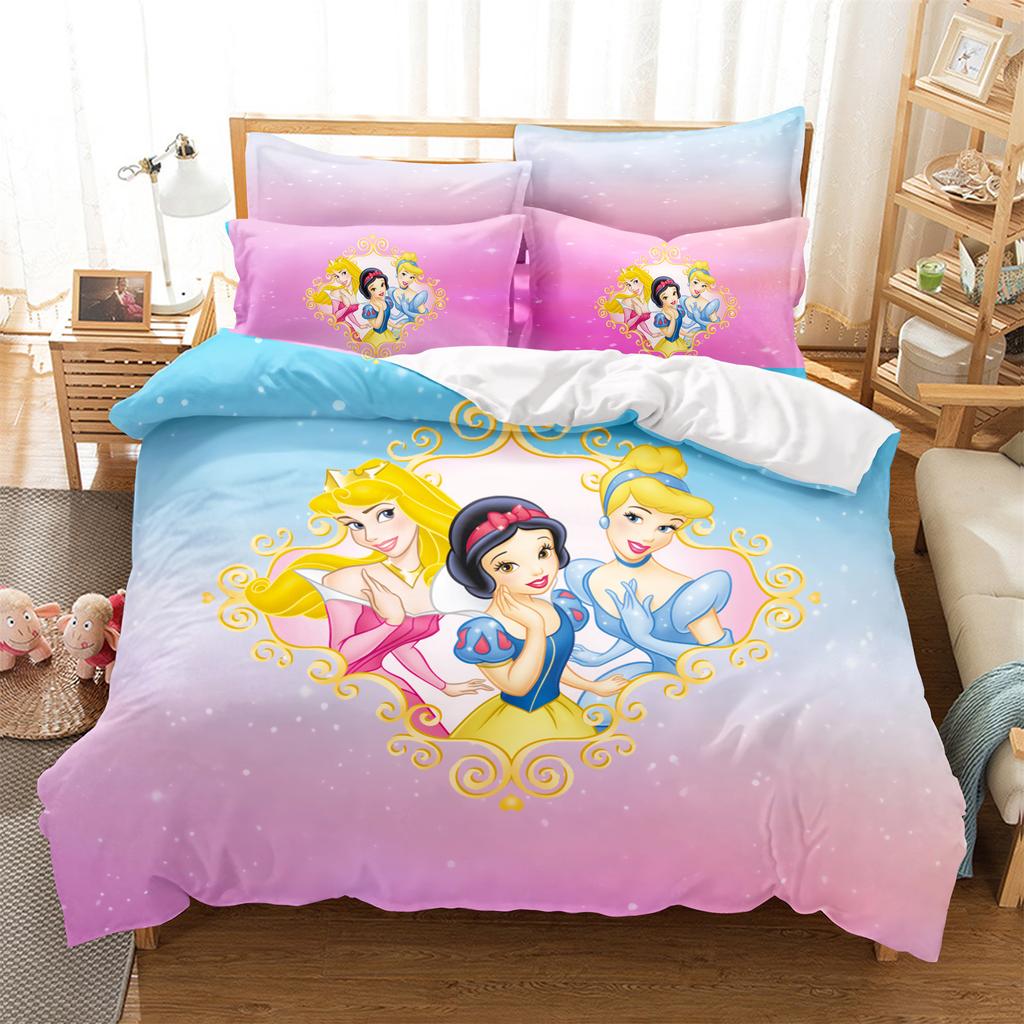 Princess Series Disney Princess Aina Christmas Gifts 3D Children'S Bedding Set 3-Piece Comforte 100% Polyester Anime Home
