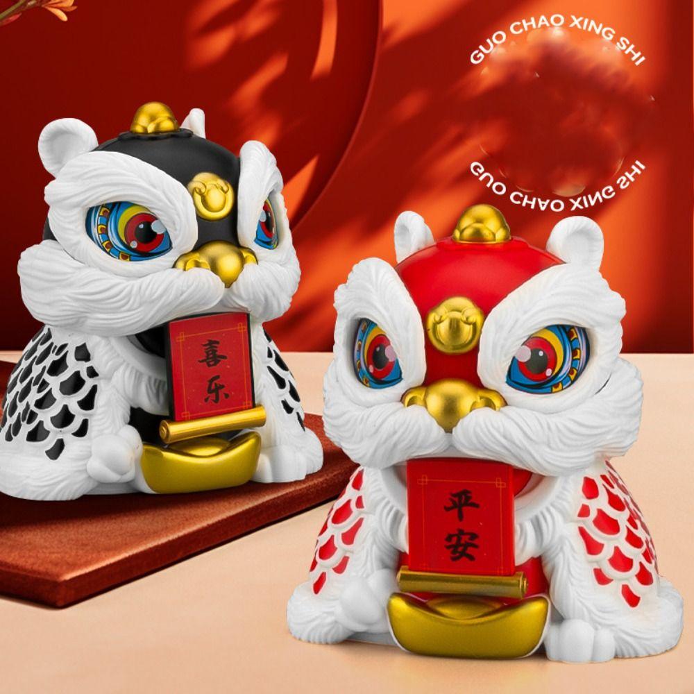 

Chinese Style Lion Statue Figure Toys With Rope New Year Toys Christmas Dolls синій