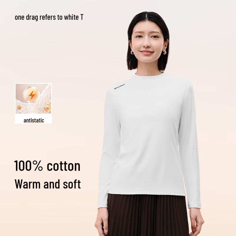 Women s Anti-static Pure Cotton Brushed Long-Sleeve T-Shirt S