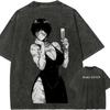 T-shirt Maki Zenin Jujutsu Kaisen Vestito Sexy Tee Lavaggio Vintage Oversize Retro Anime Harajuku Uomo Streetwear Abbigliamento Grafico