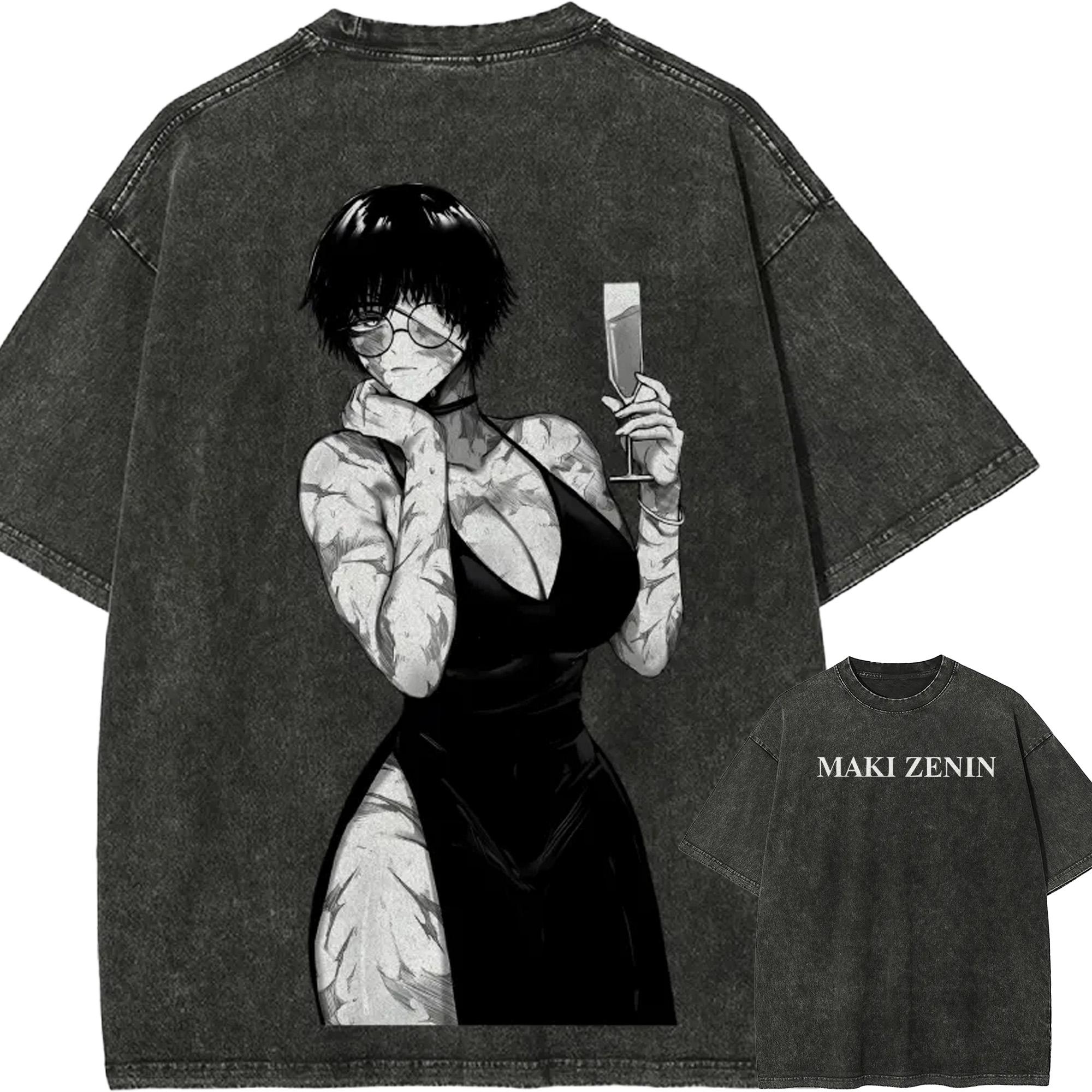 

Maki Zenin Tshirt Jujutsu Kaisen Sexy Dress Tee Vintage Washed Oversized Retro Anime Harajuku Men Streetwear Graphic Clothes M