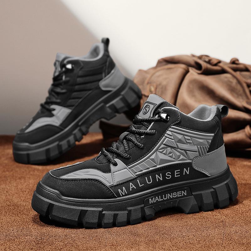 New Men's Sneakers High Top Fashionable Trendy Thick Bottom Increased Height Soft Bottom Running Shoes Zapatos Para Hombres