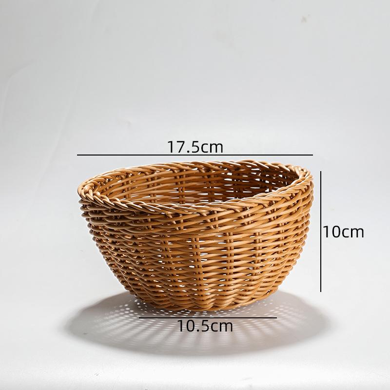 Handwoven Hardness Rattan Wicker Woven Serving Baskets Household Bread Fruit Vegetables Basket Rattan Basket Restaurant Display