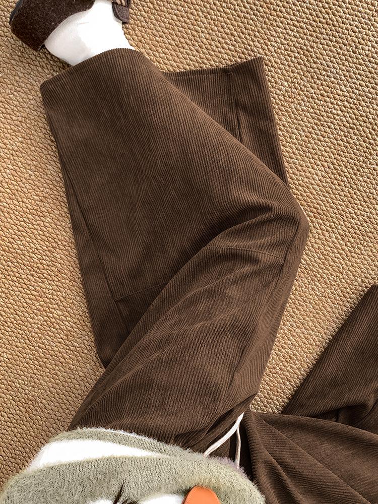 Women's High-Waist Corduroy Wide-Leg Lantern Pants - Autumn/Winter Casual Style