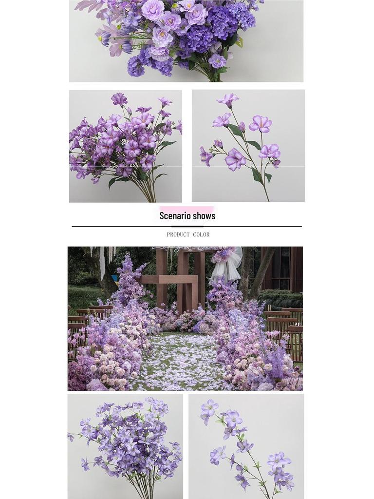 10-Piece Purple Series Artificial Floral Set: Ground Row, Aisle, and Burgundy Wedding Decoration Flowers