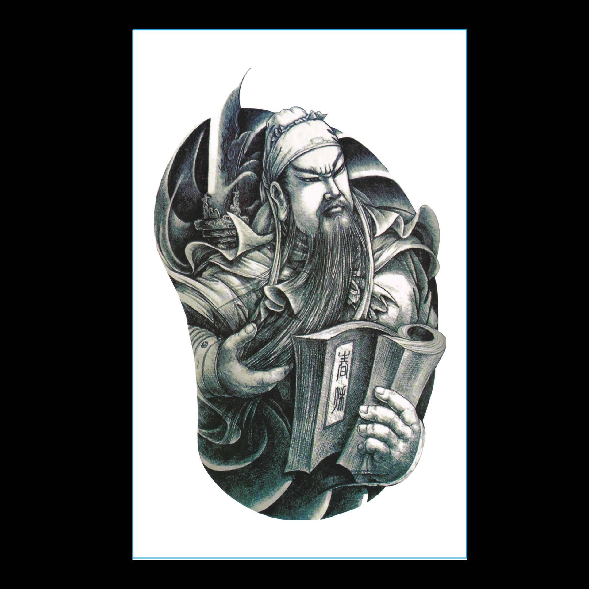 

Водонепроницаемые наклейки для татуировки: Волк, Карп, Гуань Гун, Череп, Пламя, Гейша, Крест, Сова, Цветы 12*19cm