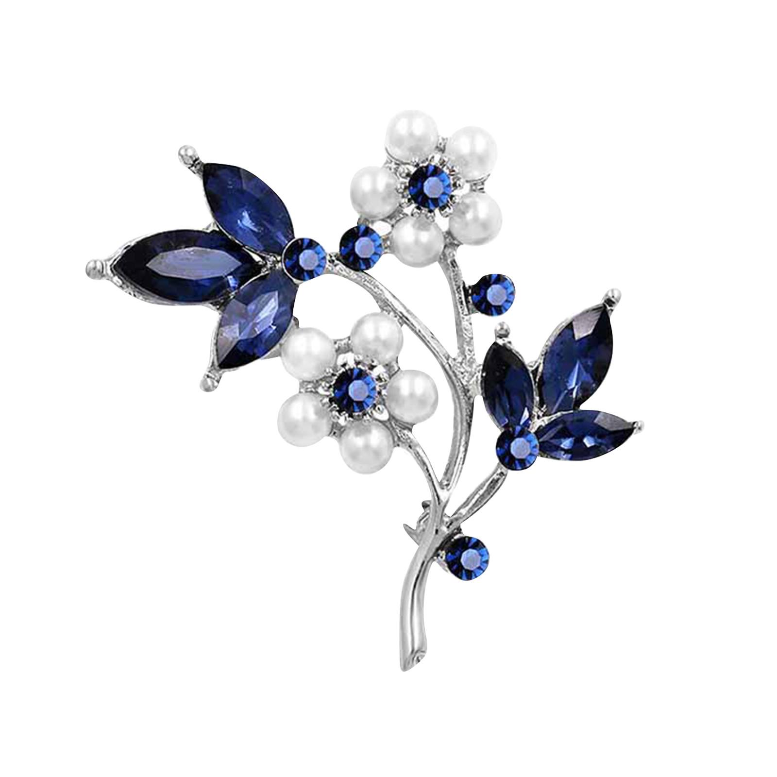 

Женская брошь, инкрустированная хрустальным сплавом, гальванизированные аксессуары для одежды, украшения в виде цветка на груди, брошь синий