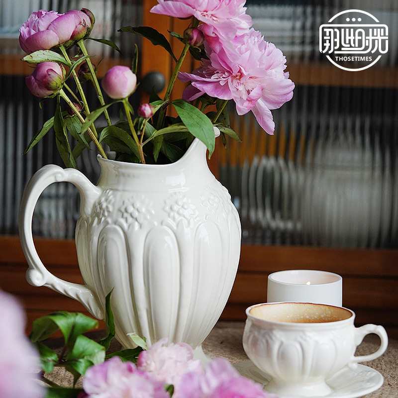 Afternoon Tea Set, Coffee Cup And Saucer Set, Spoon, French Retro Relief British Teapot Cup