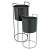 Pots On Stand 2 Pcs Matte Black
