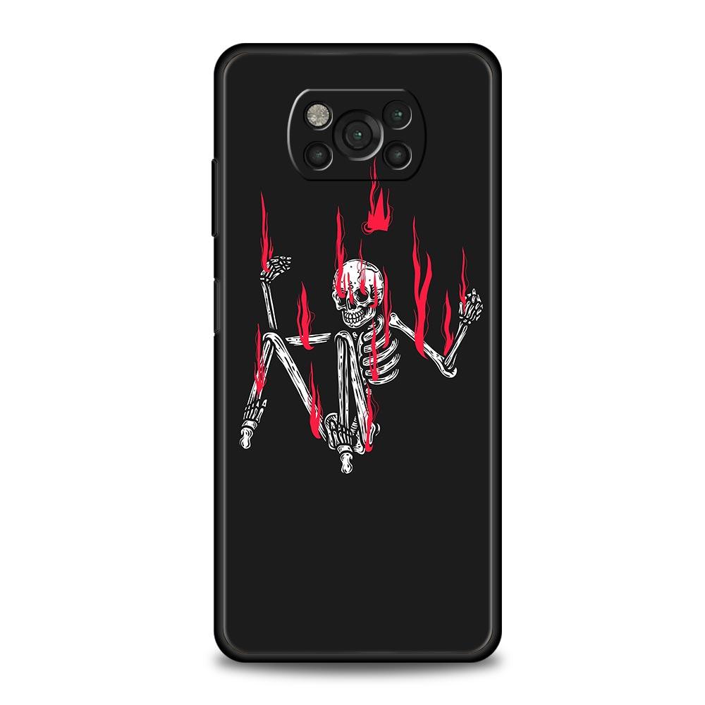 Skeleton Skull Phone Case Cover  for Xiaomi Poco F7 Ultra F6 F5 F4 F3 X6 X5 X4 X3 NFC C51 C55 M4 GT 5G Soft TPU Shell Fundas Bag