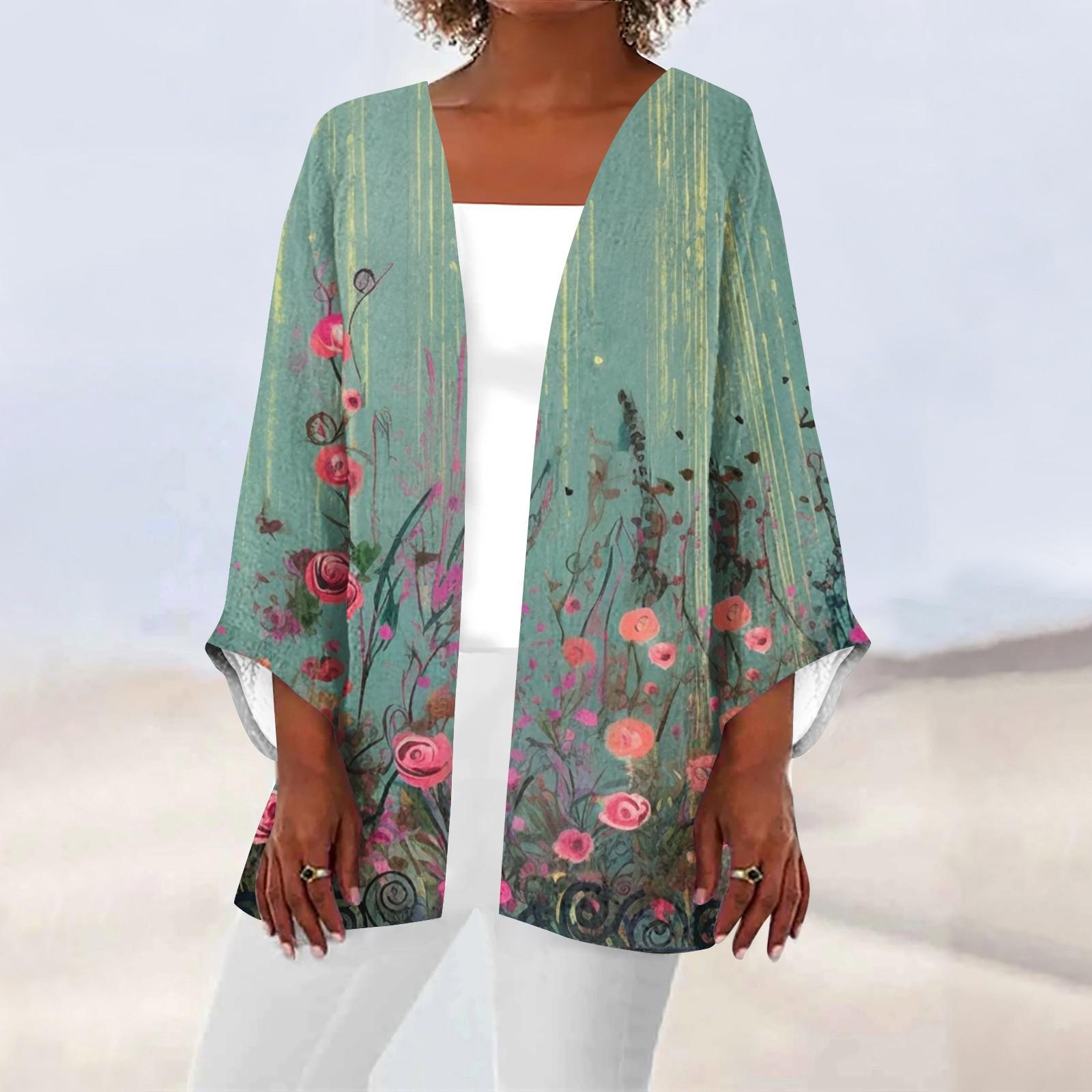 

Жіночий повсякденний модний легкий жакет середньої довжини з принтом XXXXL рожевий