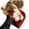 Cute Blush Plush Puppy Red Woolen Hat for Women Autumn and Winter Warm Pullover Hat Versatile Hat Trendy