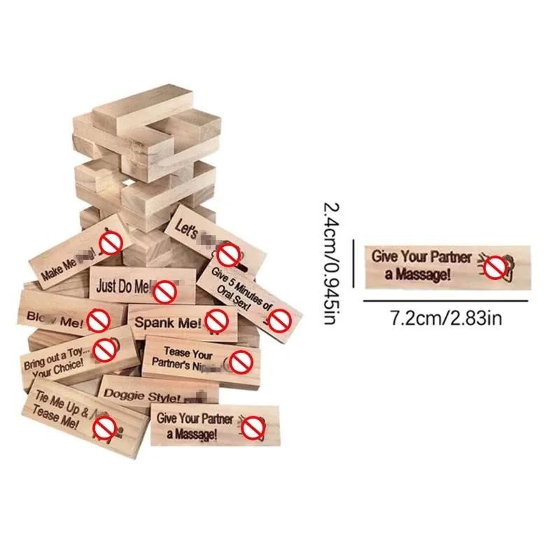 Couple Activities Date Night 48 PCS Block Tower Game Ideas Valentine Tumbling Tower Stacking Blocks Game for Couples Night Party