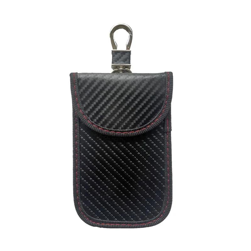 2025 New Carbon Fiber Anti-Magnetic Car Key Case RFID Anti-Theft Key Pouch Unisex Plain Color Key Holder from Mainland China