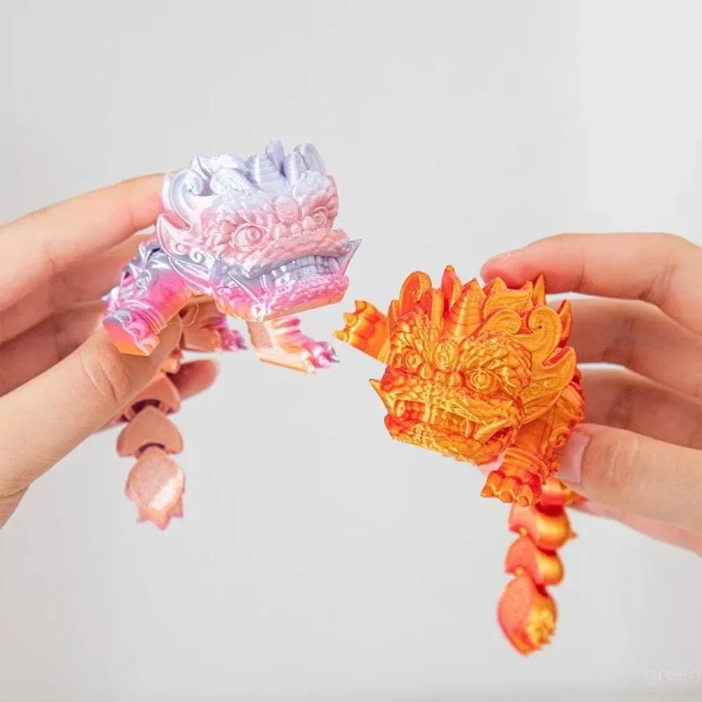 New 3D Printing Exquisite Miniature Lion Ornament Chinese Lion Dance Model Joint Movable Figurine Home Decor Craft Home Craft