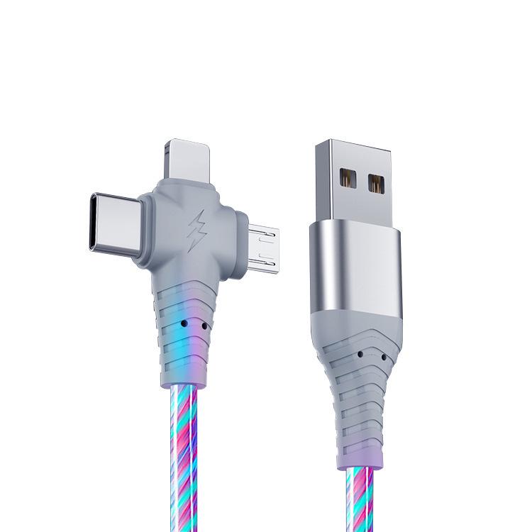 3-in-1 LED Flowing Light Charging Cable: Multi-use, Single Line Horse Racing Effect