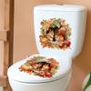 Autumn Squirrel Toilet Paper Sticker - Two Squirrels Perched In Tree Holes, Accompanied By Autumn Fruits and Red Leaves Stickers