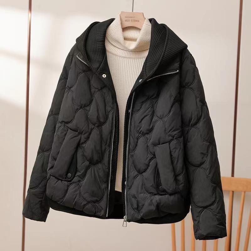 Women S Short Hooded Thick Cotton Padded Coat Loose Fit Winter Ladies Outerwear