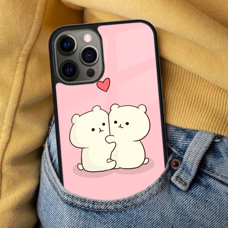Cute Bear Lovers Soft Phone Case for iPhone 17 Air 16e Pro max 15 Pro 13 14 Plus 11 12 MagSafe Magnetic Coque