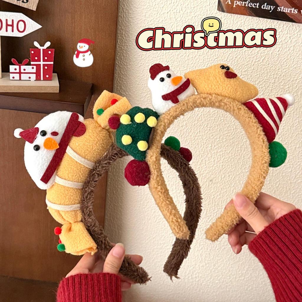 Christmas Plush Snowman Headband - Cute Holiday Hair Accessory for Girls, Perfect for Photos, Performances, Makeup, Face Washing.
