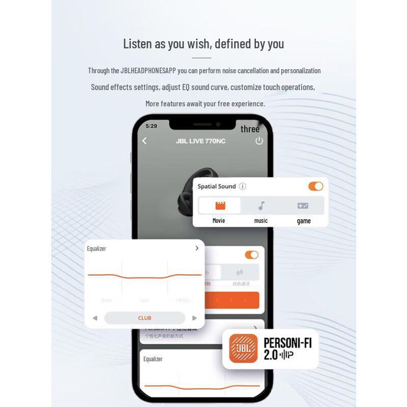 JBL LIVE 770NC Adaptive Noise Cancelling Wireless Over-Ear Headphones