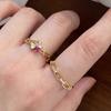 Elegant French Style Colorful Zirconia Double Layer Open Ring For Women Fashionable