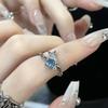 Irregular French Pleated Oil Drip Chain Niche Design Ring Female Personality Blue Fishtail Zir*****Pen Ring