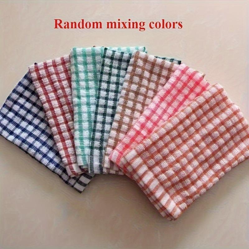 5-Pack Super Absorbent Plaid Dish Towels - Quick-Dry Reusable Kitchen Cloths for Dishes, Countertops, Versatile for Entire Home