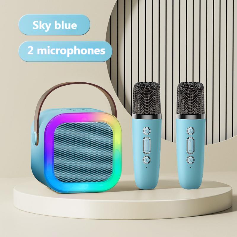 New Home Karaoke Machine Portable Bluetooth 5.3 PA Powerful Bass Speaker System with 2 Wireless Microphones Home Family Singing