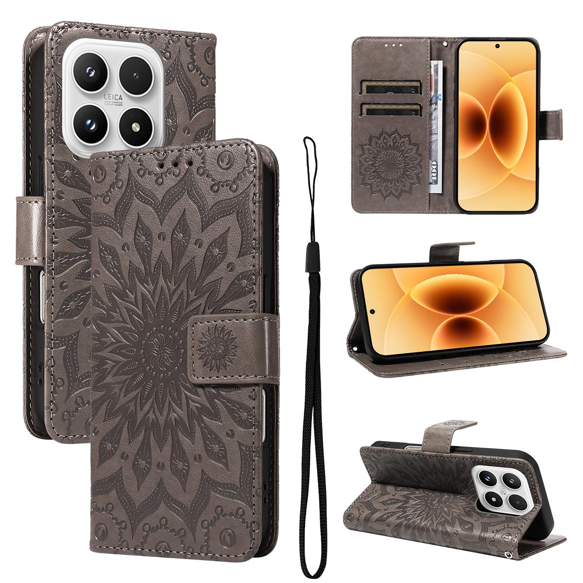 

For Xiaomi 17 Leather Wallet Case Sunflower Imprinted Phone Cover