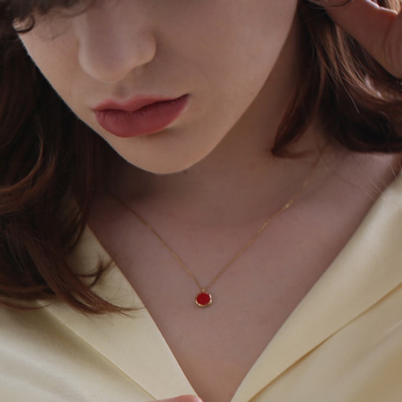 de,deer color stone silver necklace [2103N002]