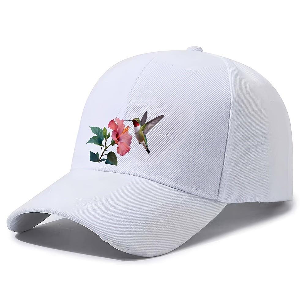 Hummingbird Hibiscus Baseball Cap Adjustable Adult Casual Graphic Cotton Blend Baseball Hat