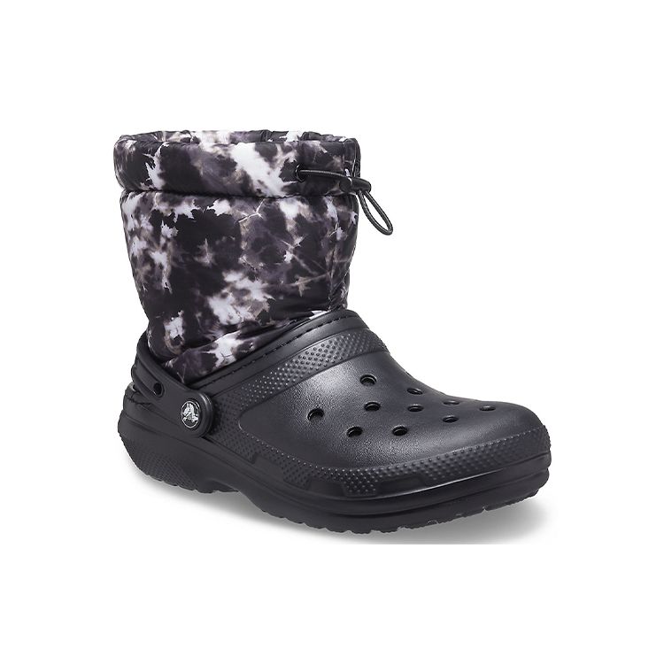 Crocs Classic Lined Neo Tie-Dye Print Winter Comfort Casual Snow Boots Unisex Boots Black 207328-001