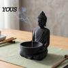 Keramik-Stil Räuchergefäß 3D-gedruckter Buddha-Halter für Räucherstäbchen, Zen Achtsamkeit Meditation Geschenke mit Ascheauffangschale, Dekor Eingangsbereich