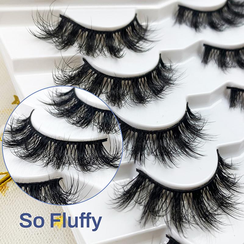 3D False Eyelashes 7 Pairs Of Thick Natural Stereo Curl Fluffy Simulation Eyelashes False Eyelashes