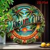 Metal Wall Art Vintage Aluminum Sign Round Decorative Plaque Margaritaville Paradise Cape Coastal Decor 2D Flat Single Piece