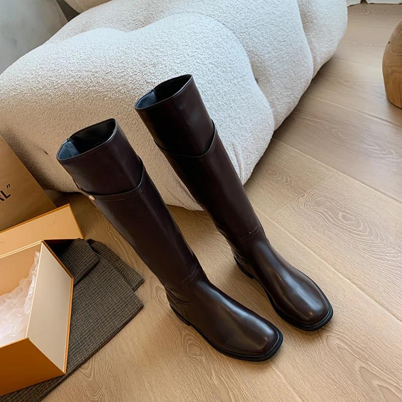 Designer Women Knee High Boots Fashion Large Cylinder Circumference Shoes Autumn Winter Low Heel Ladies Knight Long Booties