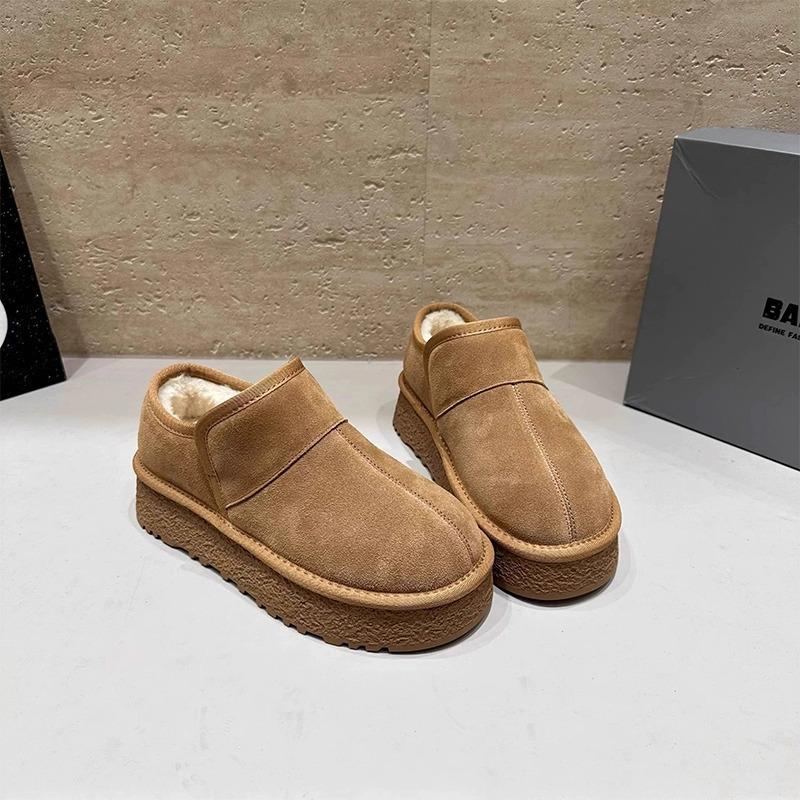 thick-soled short snow boots women's 2025 winter new comfortable and versatile retro thick-soled piled thickened warm cotton shoes