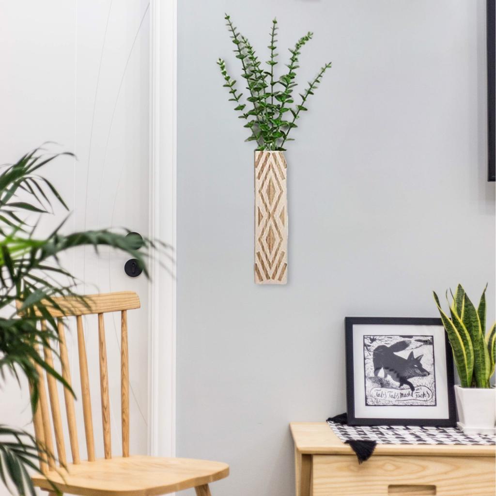 3pcs Bohemian Style Wall Vases Wooden Flower Vase Dried Flower Decor Fake Plant Home Decoration
