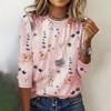 Casual Long Sleeve Women's Floral Print Sweatshirt Spring Fall Clothing Crew Neck