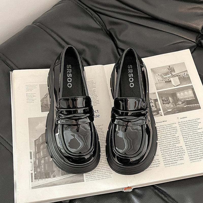Fairy style loafers fashion versatile retro with skirt platform small leather shoes women 2025 new spring and autumn height increase French style