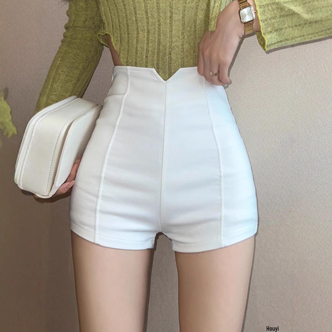 

Summer 2024 High-Waist Slim Black Shorts for Women M белый